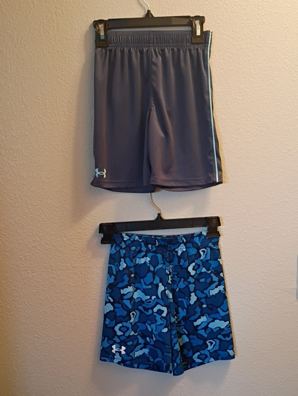 Under Armour Kids' Athletic Shorts - Gray & Blue Camo